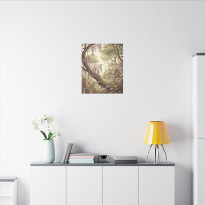 Summer Wisteria Mushroom Illustration Canvas Art | Enchanting Decor
