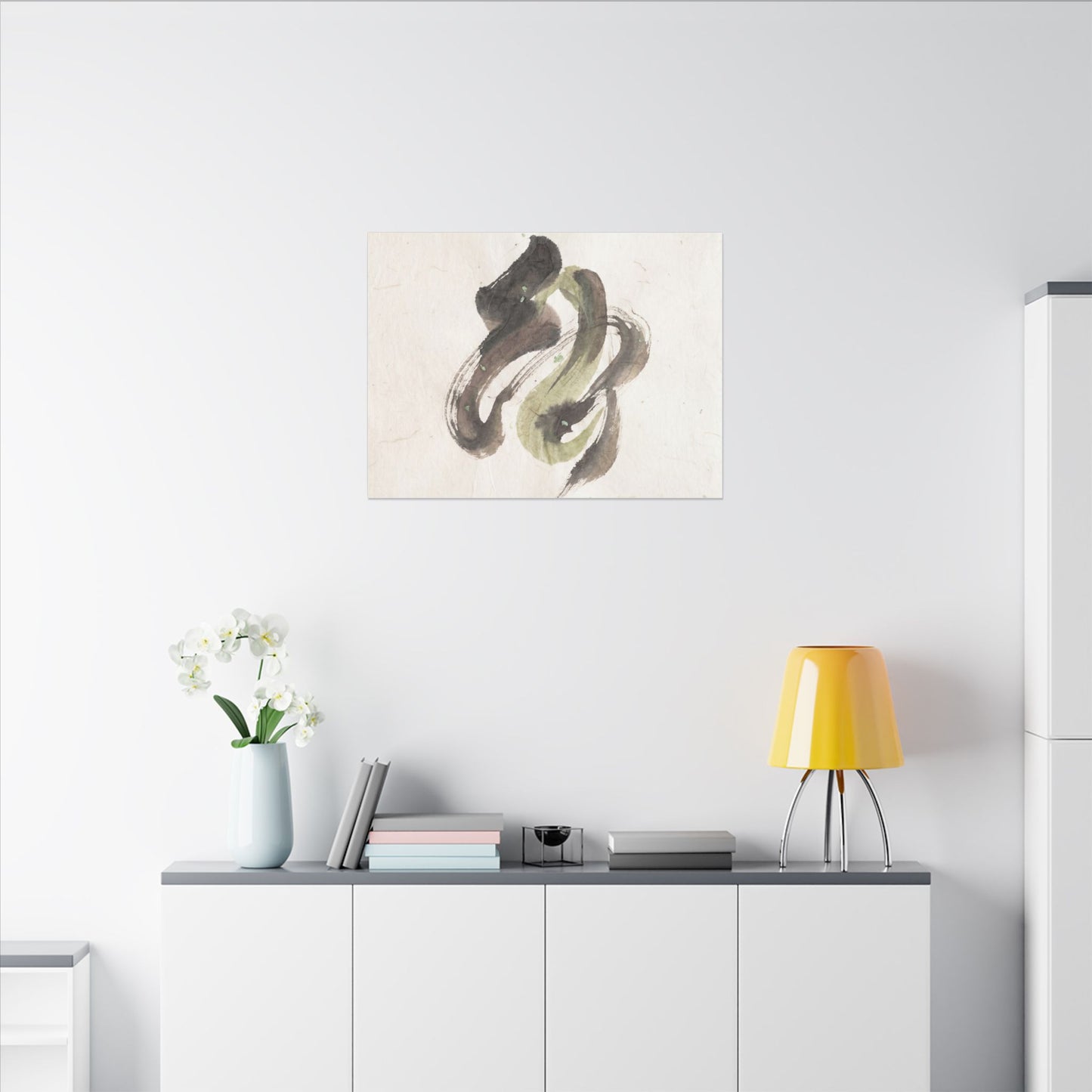 Ink Brushstroke Canvas Art | Spring Japandi Japanese Pattern Art