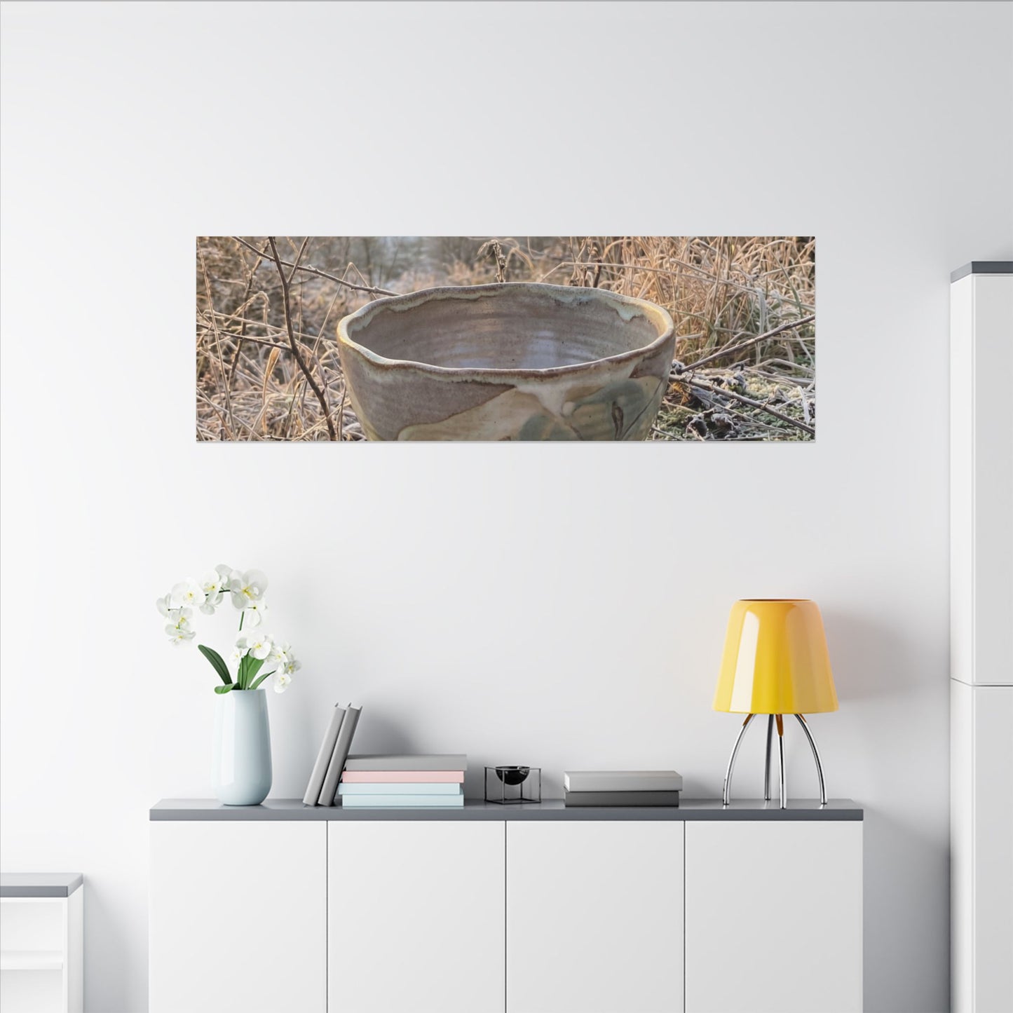 Golden Hour Ceramic Bowl Canvas Art - Japandi Shibui