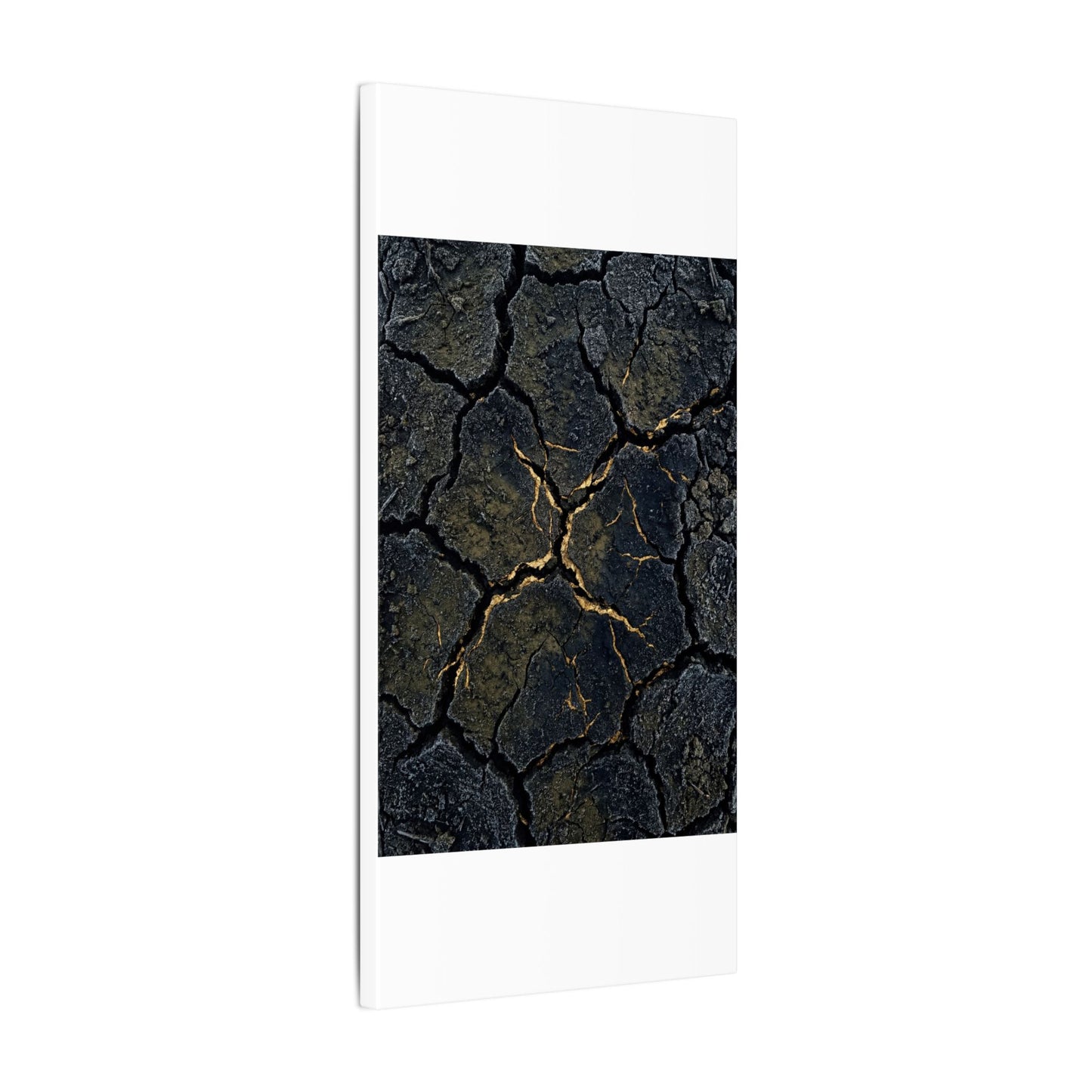 Overcast Cracked Earth Canvas Art - Dark Japandi Ma