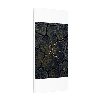 Overcast Cracked Earth Canvas Art - Dark Japandi Ma