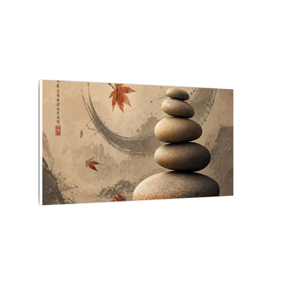 Japandi River Stones in Candlelight | Japanese Pattern Canvas Art