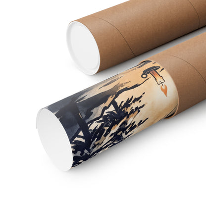 Calm Mountain Mist Wall Art Print - Ukiyo E Inspired Zen