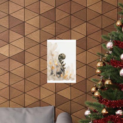 Fern Unfurling Watercolor Wall Art Print | Neutral Japandi Art