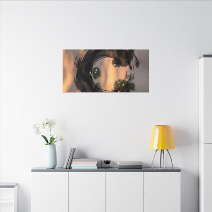 Ink Brushstroke Spring Canvas Art | Dark Japandi Bold Design