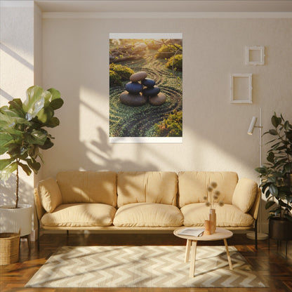 Zen River Stones in Golden Hour | Karesansui Canvas Art