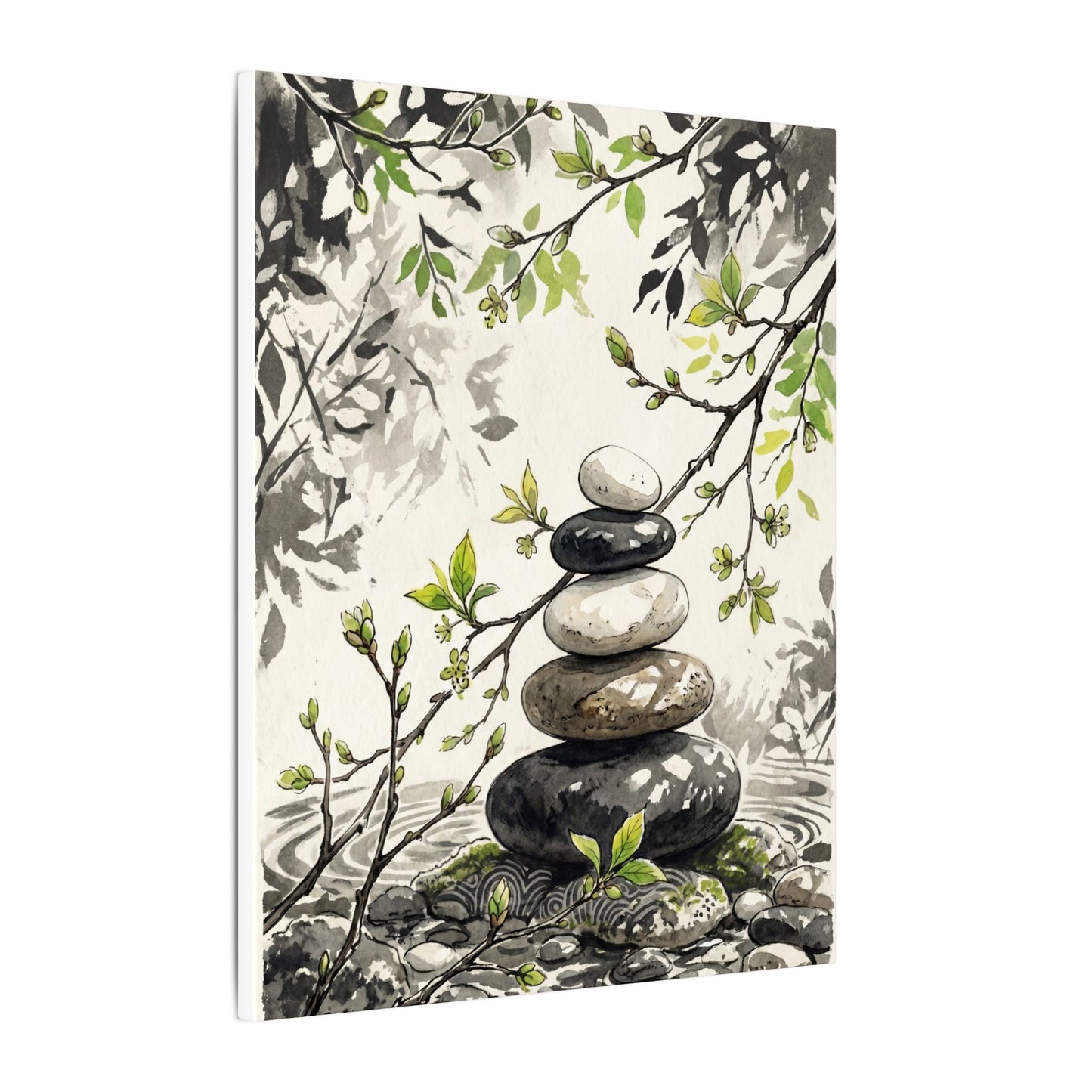 Spring River Stones Japanese Pattern Canvas Art | Elegant Decor