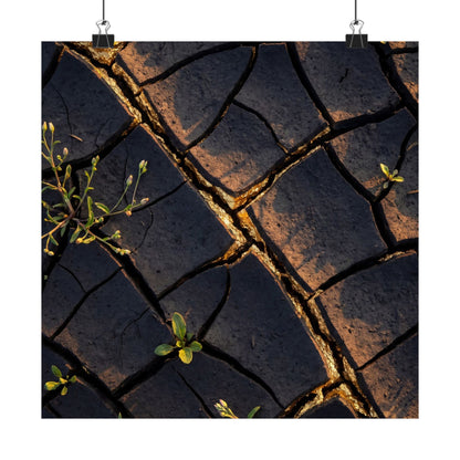 Cracked Earth Gold Vein Wall Art Print | Philosophical Kintsugi Art
