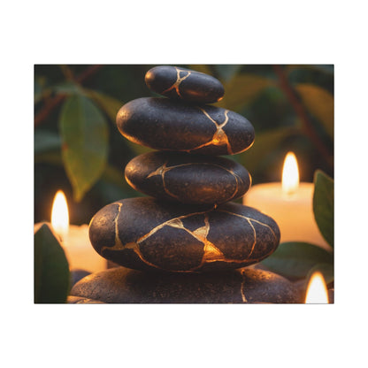 Summer River Stones Gold Vein Canvas Art | Philosophical Decor Art Print