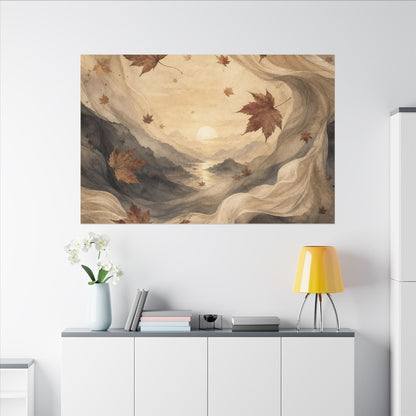 Autumn Silk Drape Watercolor Canvas Art | Earthy Decor