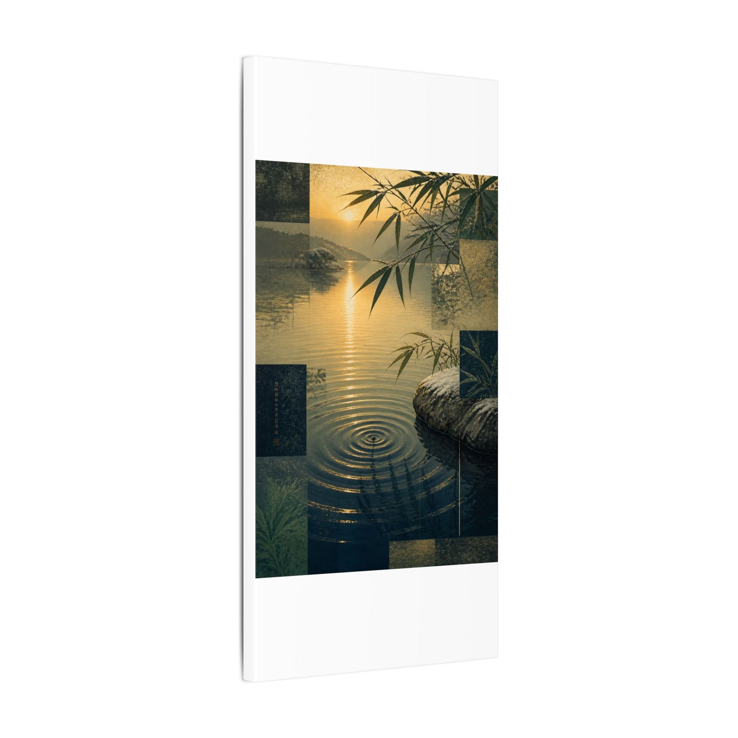 Zen Water Ripple in Golden Hour | Ukiyo E Inspired Canvas Art