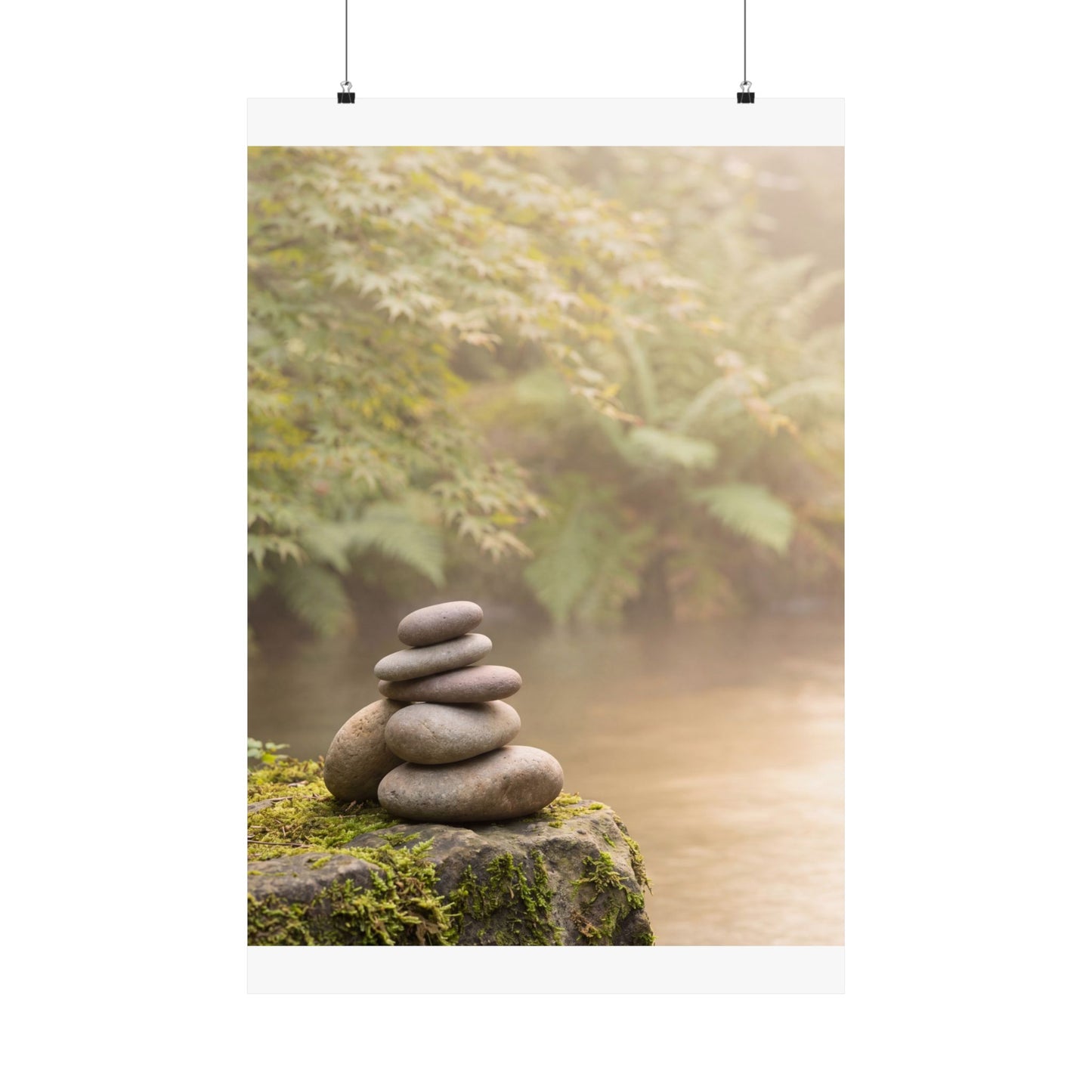 River Stones Summer Wall Art Print | Japandi Cozy Design Art Print