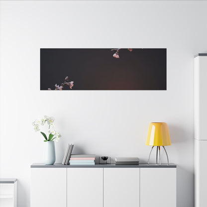 Dark Japandi Cherry Blossom in Candlelight | Moody Minimal Canvas Art