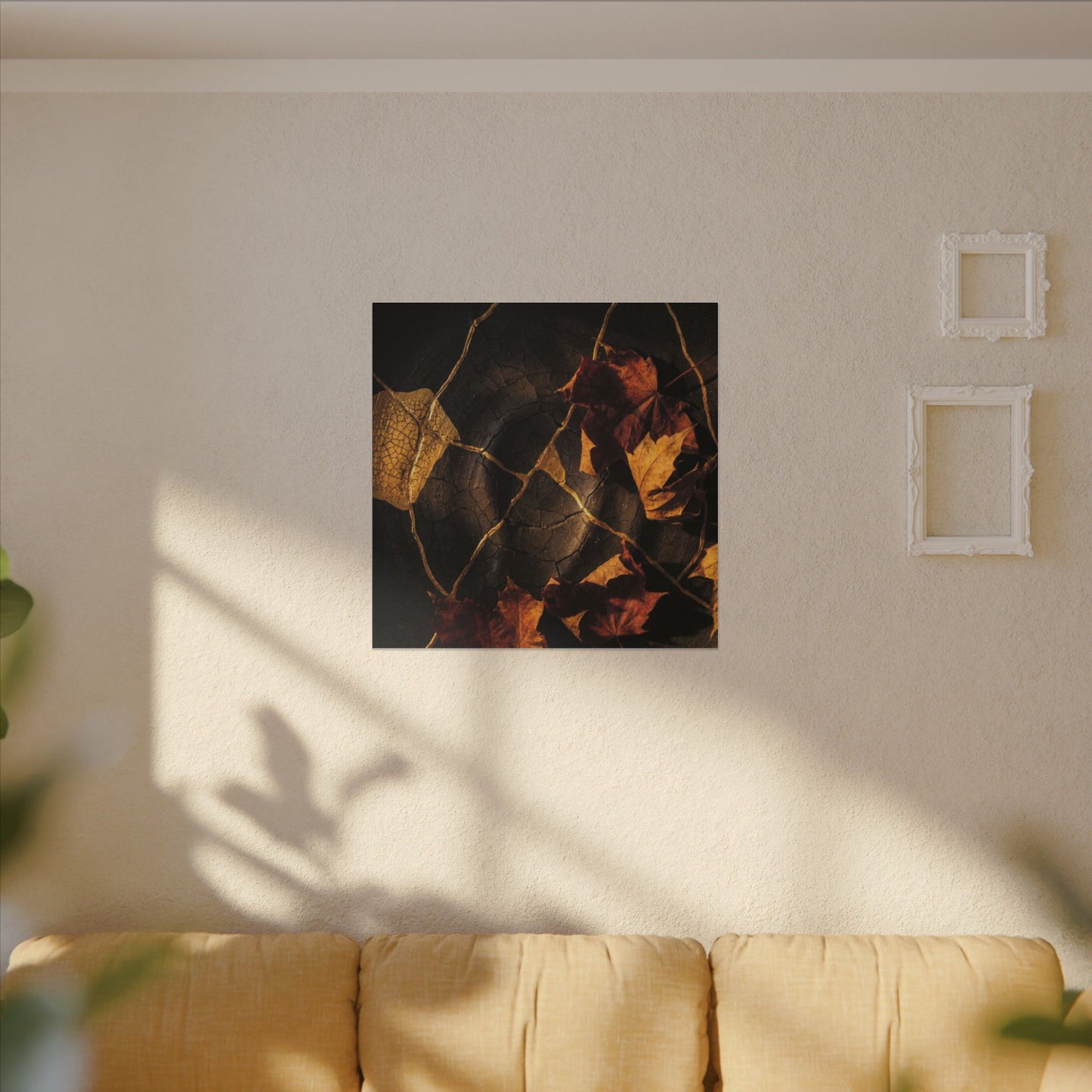 Resilient Shadow Play Canvas Art - Crackle Gold Kintsugi