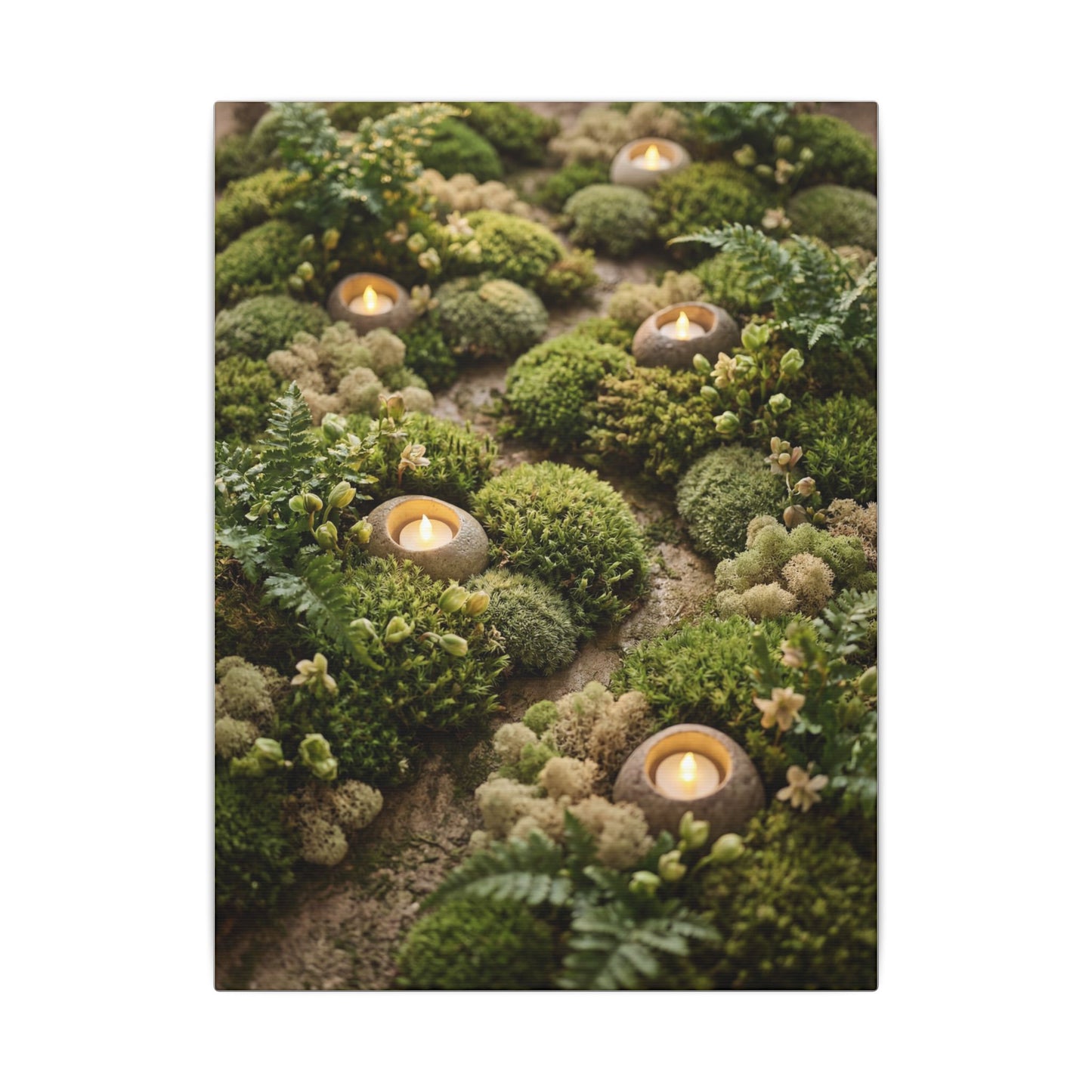 Moss Close Up Japanese Pattern Canvas Art | Neutral Japandi Art
