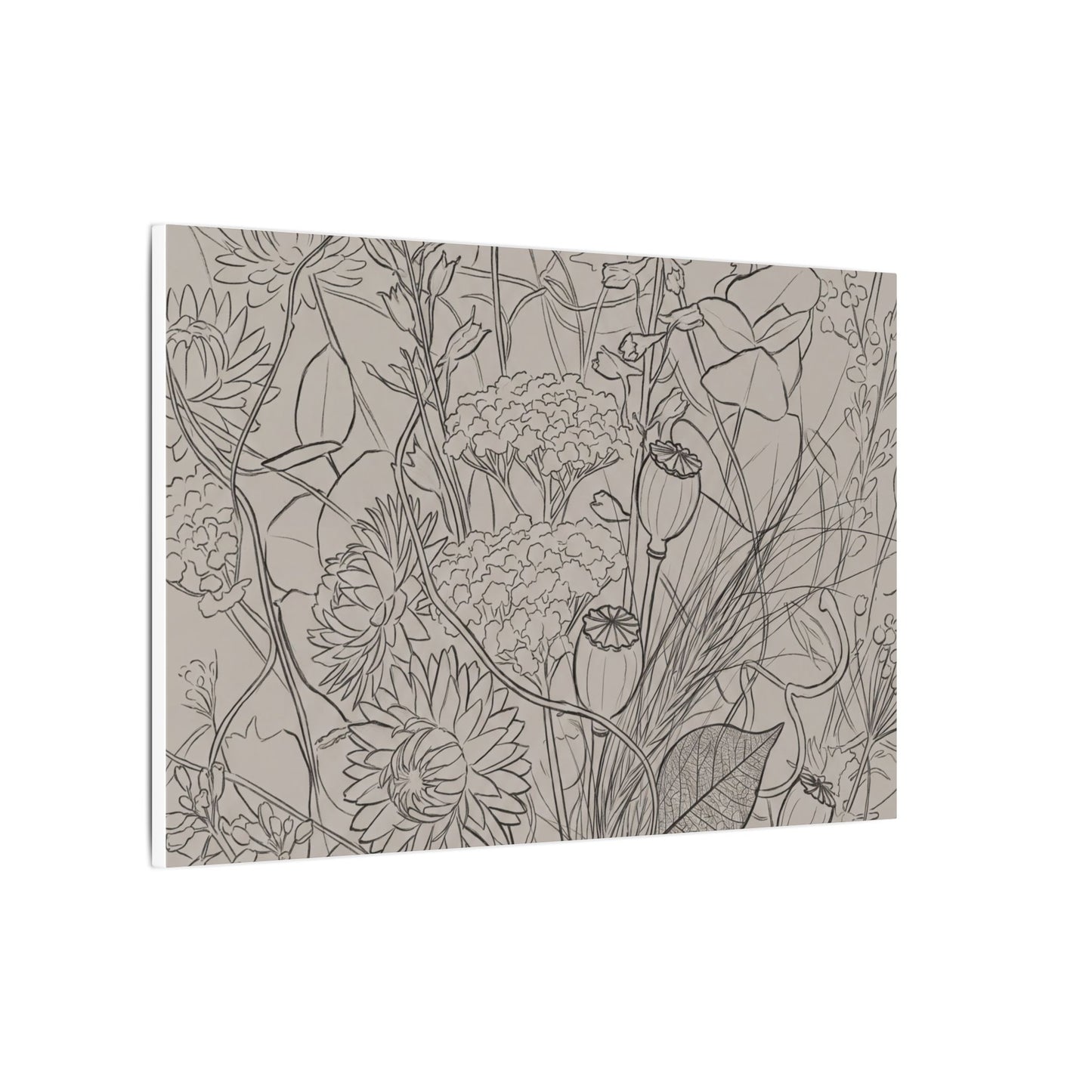 Summer Dried Flowers Minimal Line Canvas Art | Elegant Decor