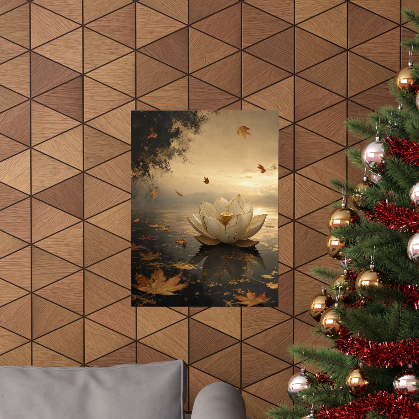 Resilient Lotus Flower Wall Art Print - Gold Vein Kintsugi