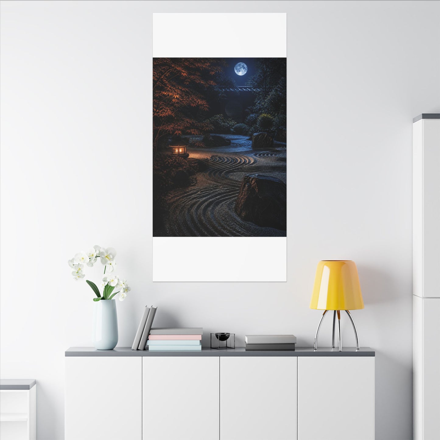 Summer Rock Garden Shadow Zen Canvas Art | Moody Decor