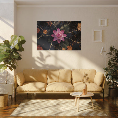 Ma Lotus Flower Canvas Art - Kintsugi Gold Vein