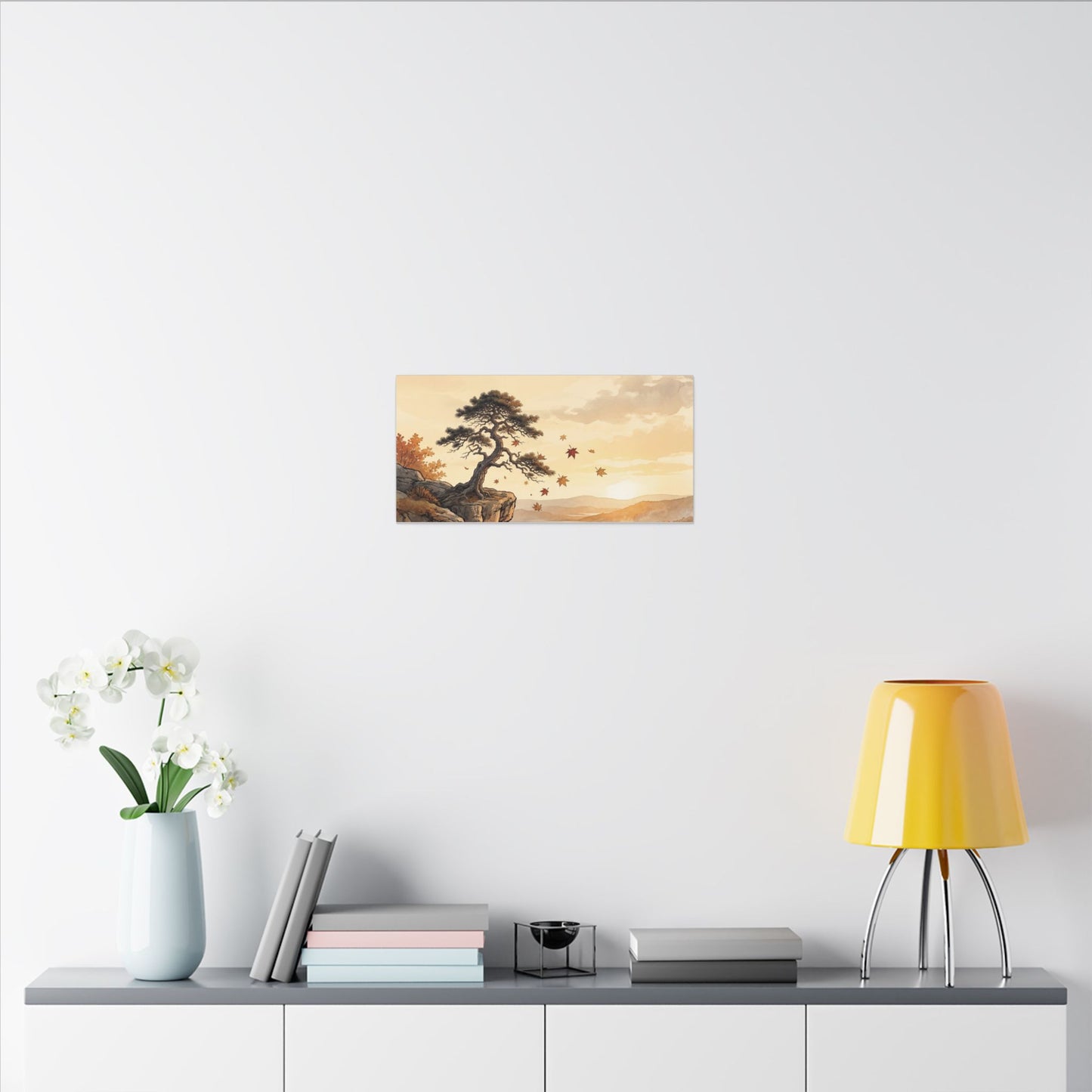 Pine Tree Autumn Canvas Art | Japandi Warm Design