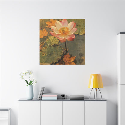 Autumn Lotus Flower Herbarium Canvas Art | Rustic Decor