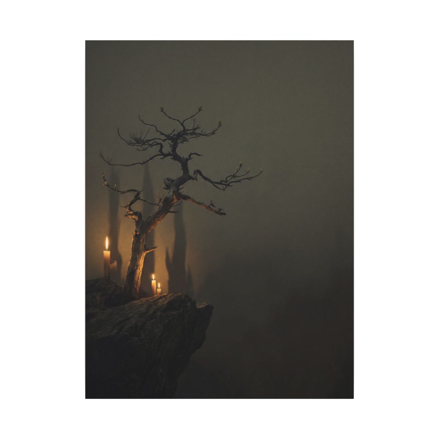 Ma Pine Tree Canvas Art - Dark Japandi Shadow Zen