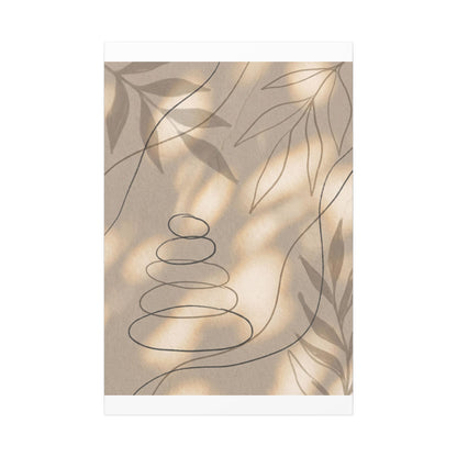 River Stones Minimal Line Canvas Art | Earthy Japandi Art