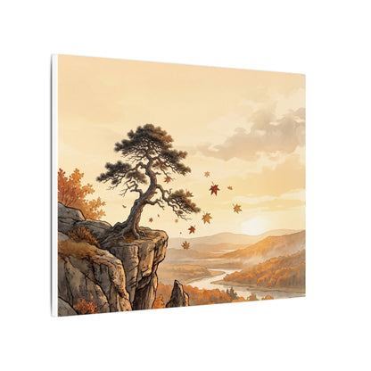 Pine Tree Autumn Canvas Art | Japandi Warm Design
