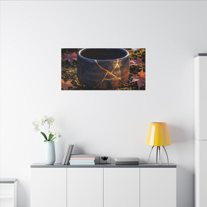 Kanso Moonlit Garden Canvas Art - Kintsugi Gold Repair