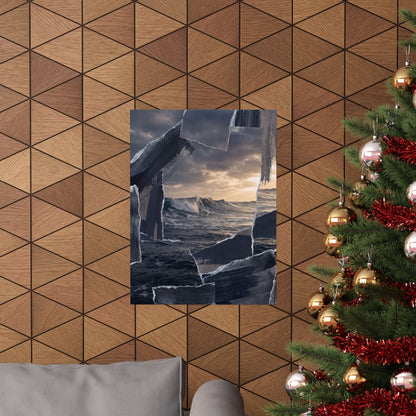 Dark Japandi Ocean Wave in Golden Hour | Shadow Zen Wall Art Print