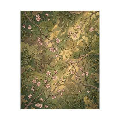 Summer Cherry Blossom Forest Whimsy Wall Art Print | Earthy Decor
