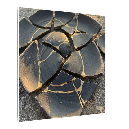 Broken Pottery Winter Canvas Art | Kintsugi Resilient Design