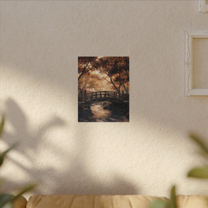 Autumn Wooden Bridge Gold Vein Canvas Art | Resilient Decor