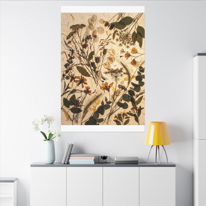 Dried Flowers Summer Canvas Art | Japandi Neutral Design