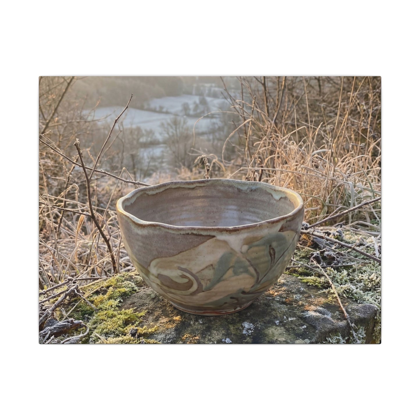 Golden Hour Ceramic Bowl Canvas Art - Japandi Shibui Art Print