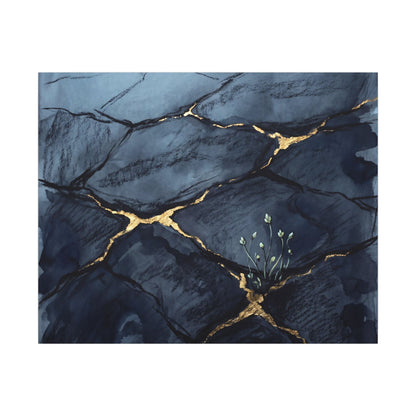 Mono No Aware Cracked Earth Canvas Art - Dark Japandi Charcoal Ink