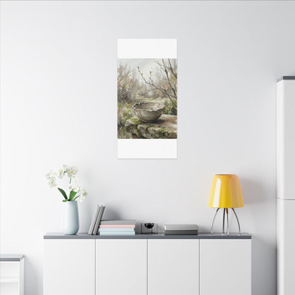 Japandi Ceramic Bowl in Overcast | Minimal Line Canvas Art