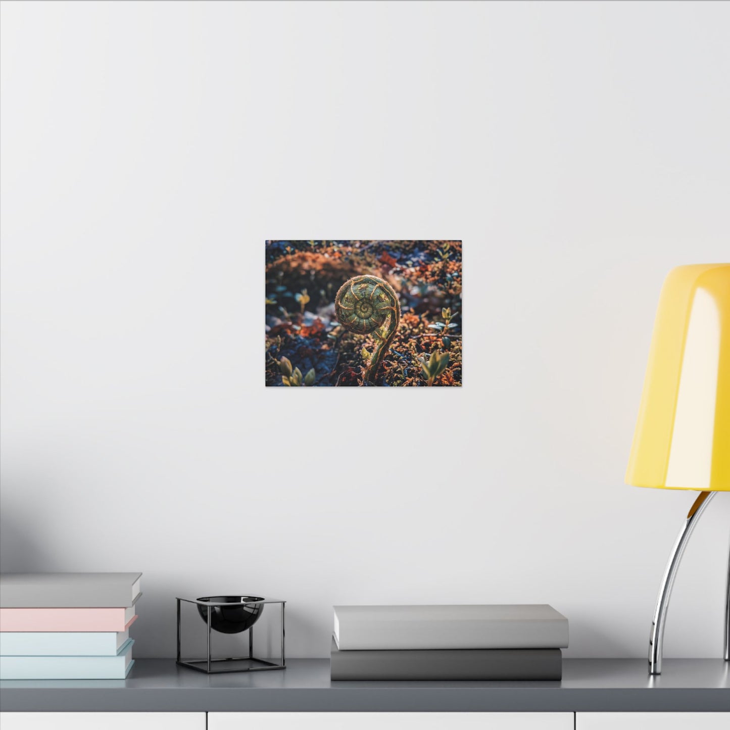 Kintsugi Fern Unfurling in Dappled | Gold Vein Canvas Art