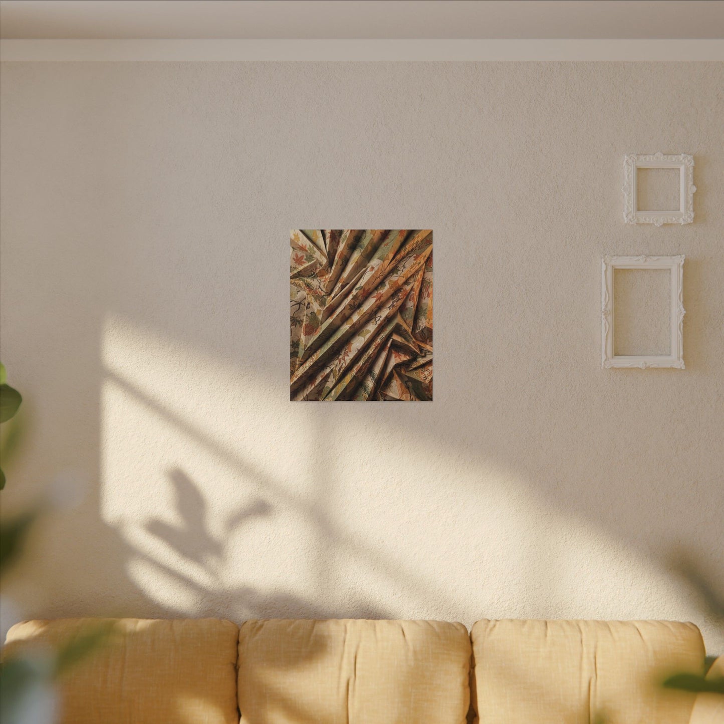 Paper Fold Autumn Canvas Art | Japandi Earthy Design
