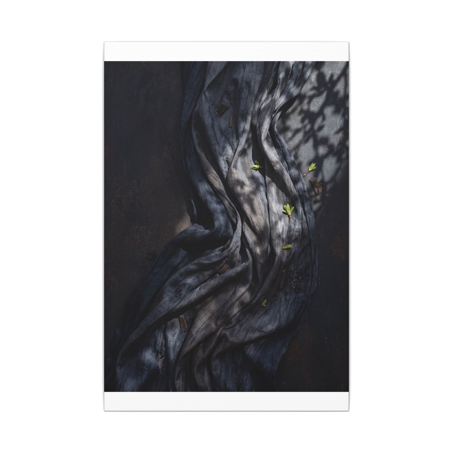 Seijaku Silk Drape Canvas Art - Dark Japandi Dark Texture