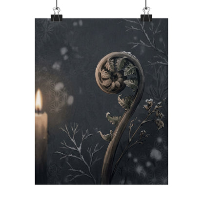 Fern Unfurling Japanese Pattern Wall Art Print | Warm Japandi Art