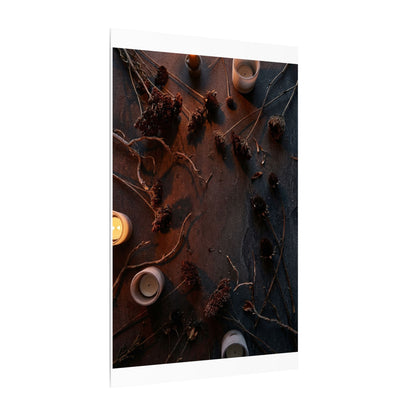 Dried Flowers Canvas Art | Winter Dark Japandi Moody Minimal Art