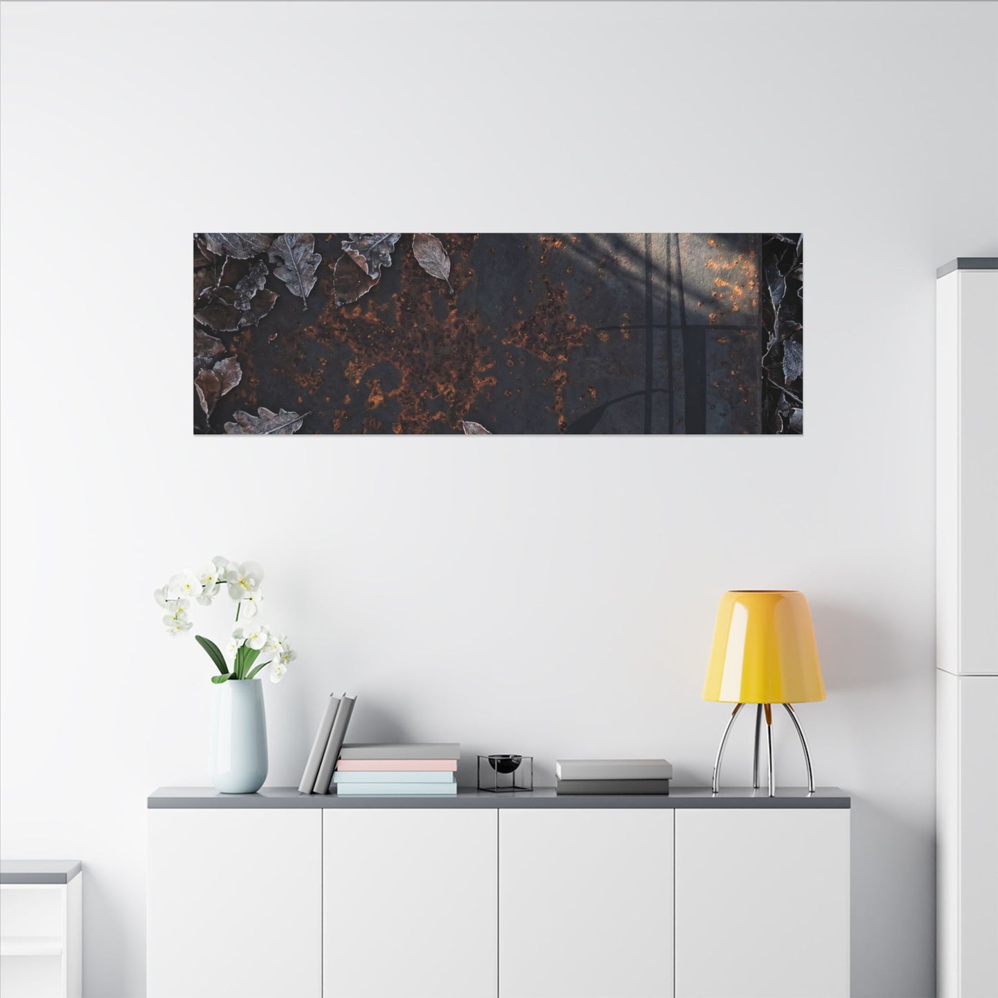 Shibui Rust Patina Canvas Art - Dark Japandi Charcoal Ink
