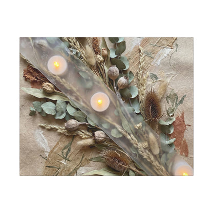 Candlelight Dried Flowers Canvas Art - Japandi Kanso Art Print
