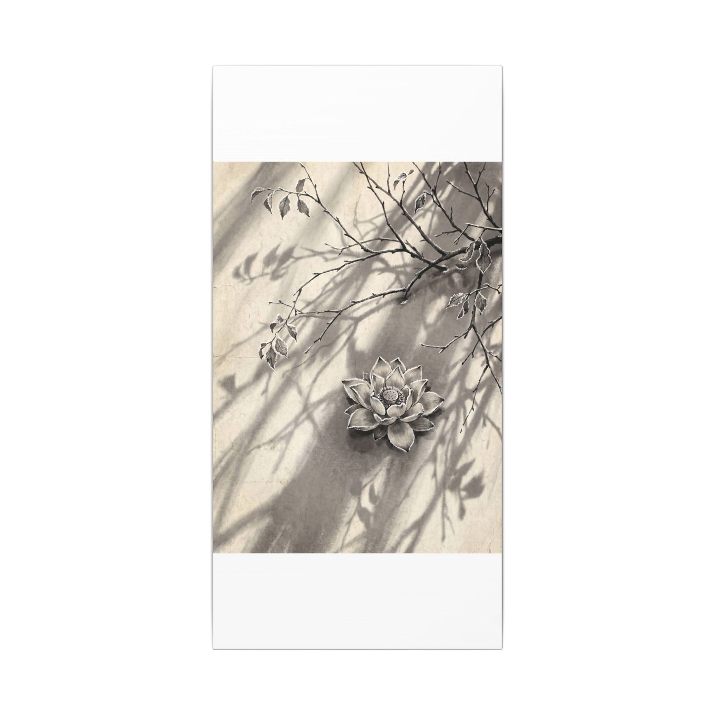 Winter Lotus Flower Sumi E Canvas Art | Contemplative Decor