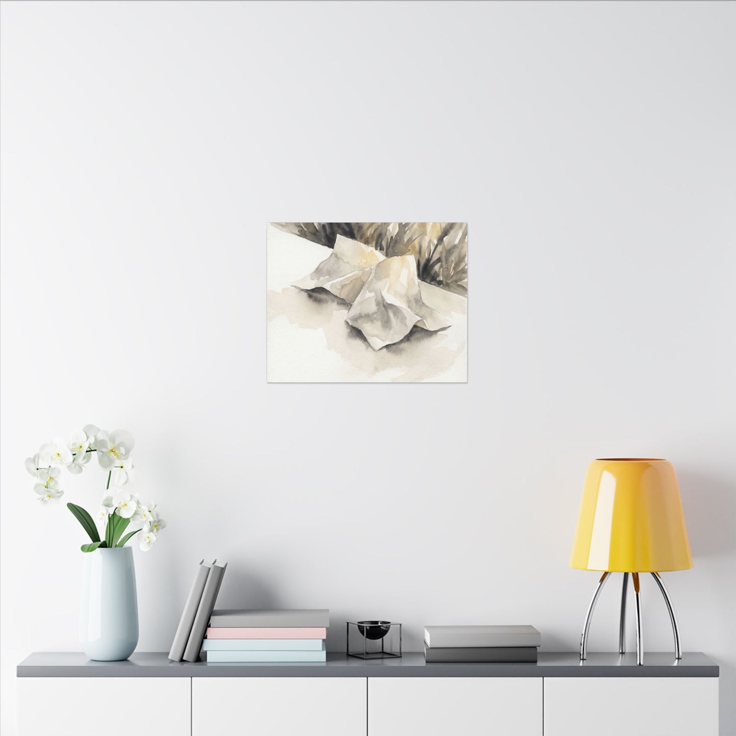 Paper Fold Watercolor Canvas Art | Warm Japandi Art