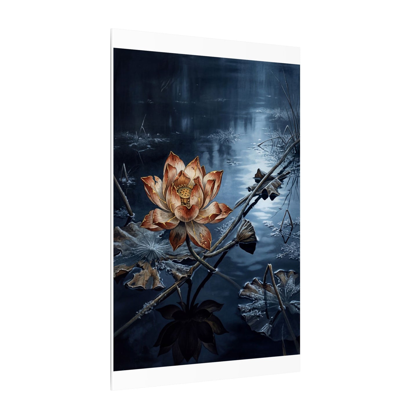 Winter Lotus Flower Broken Beauty Canvas Art | Healing Decor