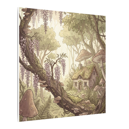 Summer Wisteria Mushroom Illustration Canvas Art | Enchanting Decor