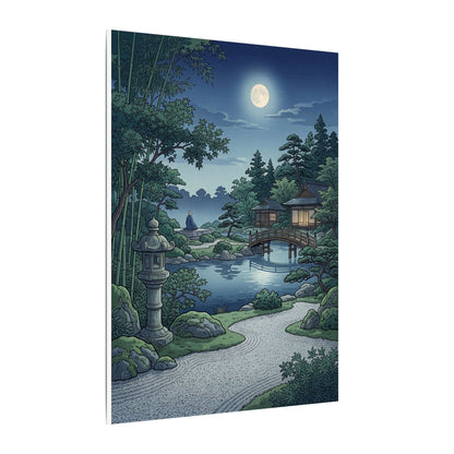 Summer Moonlit Garden Ukiyo E Inspired Canvas Art | Serene Decor