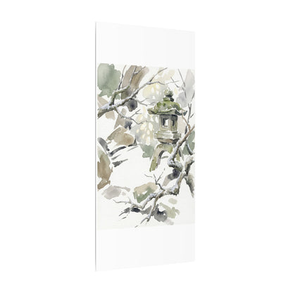 Elegant Stone Lantern Canvas Art - Watercolor Japandi